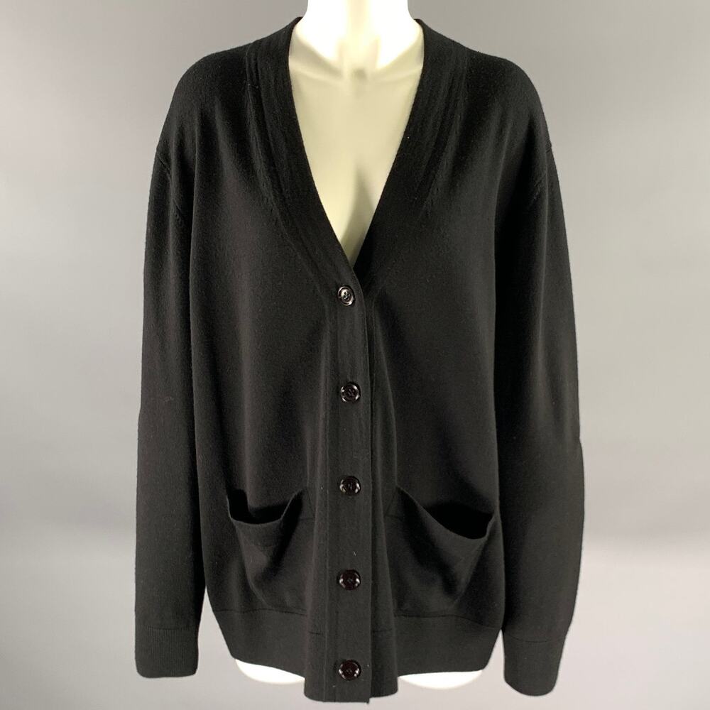 DRIES VAN NOTEN Size L Black Wool Cardigan